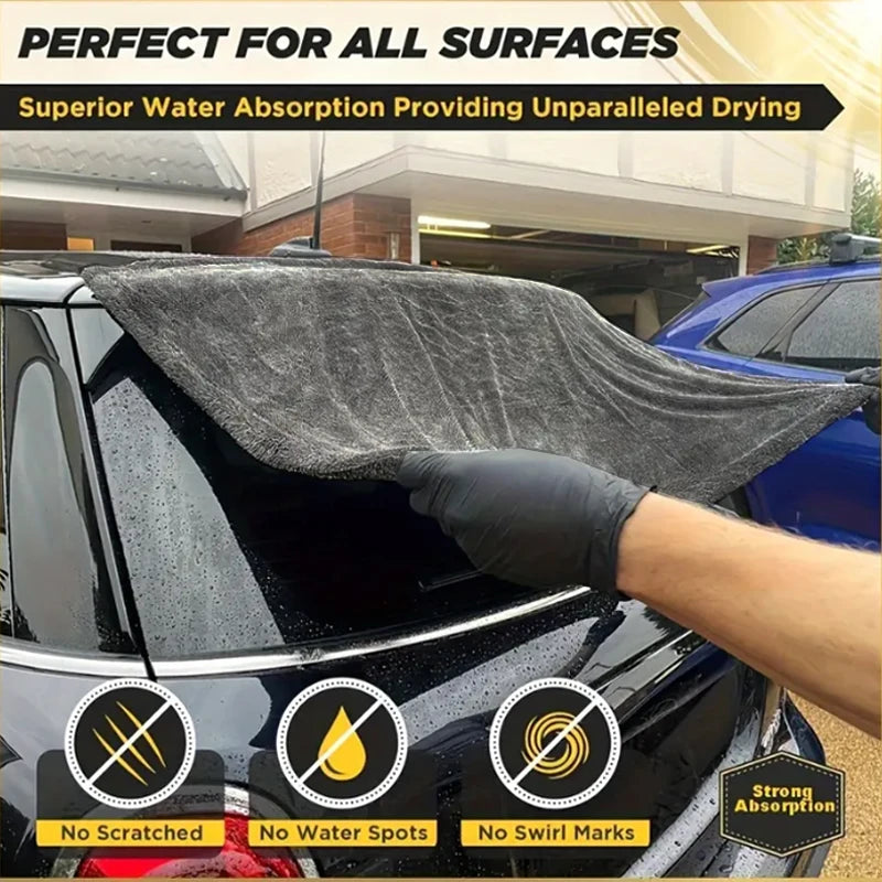 Premium Microfiber Car Towel, 1200 Gsm, Dual-Sided Absorbent, Quick Drying, Large Size 60x90cm, Ideal for Auto Cleaning